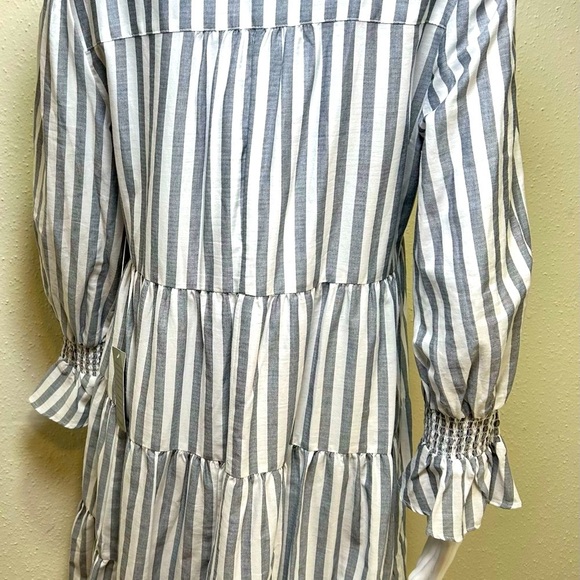 Eliza J Blue and White Striped Long Sleeve Dress - Picture 8 of 11